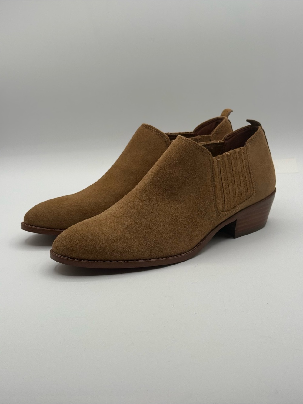 Coach Devin Ankle Boots Tan Suede Chelsea Low Heel Booties Women’s Size 8B - Picture 7 of 16